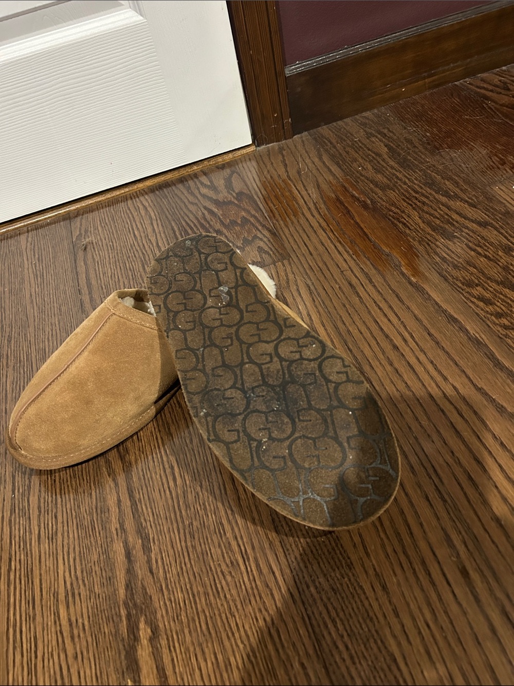UGG Men's Chestnut Suede Shearling Lined Slippers scuff slipper shoes 11 - Picture 6 of 7